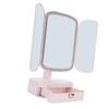 Desktop Lighted Makeup Mirror with Organizer 3 Color Temperature Dimming USB Rechargeable LED Light 