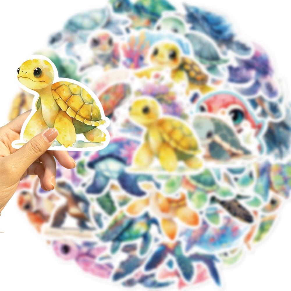 Cute Cartoon Turtle Stickers 50 Waterproof Diy Decals For Guitar Notebook And Luggage
