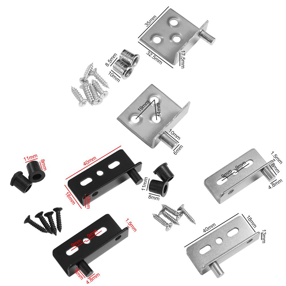2pcs Black/Silver Concealed Shaft Multifunction Upper Lower Hinge Clips Furniture Hinge  Wood Doors