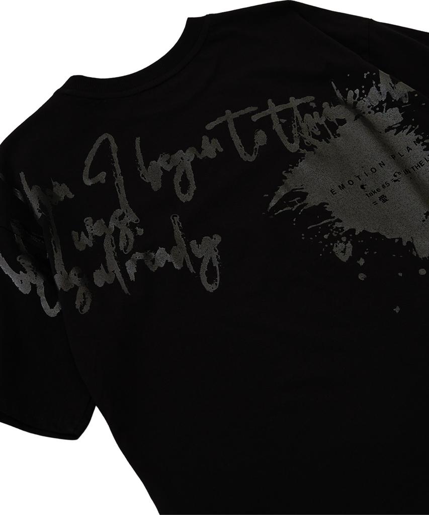 EMOTION PLANET Back Slogan Short Sleeve T-Shirt (Black)