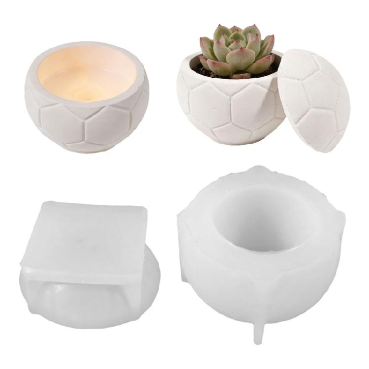 

Soccer Shape Silicone Candle Molds Football Resin Jar Mould With Lid For Crafting Candle Soaps And Festival Decoration 1