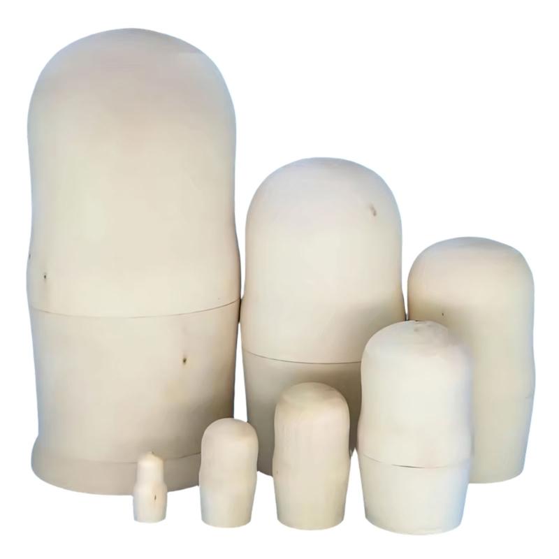 7 Layer Blank Russian Matryoshka Dolls Wooden Handmade Art Unpainted Nesting Dolls Set For Kids And Adults Customizable 1