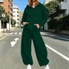 Unisex Lockere Passform Reißverschluss Hoodie mit und Weiter Bein Jogginghose 2-teiliges Trainingsanzug Set Farbe Sportbekleidung