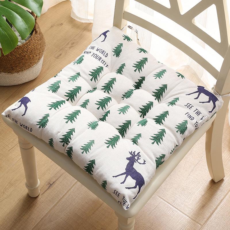 Breathable Cotton Linen Office Chair Cushion - Thickened, Soft, All-Season Pad for Students.
