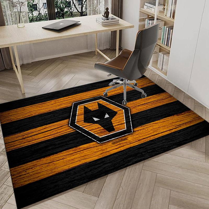 Wolves Football Club Emblem Printed Area Rug for Office, Chair Rug, Decorative Carpet Floor Mat, Large Size Fan Gifts Christmas Gifts