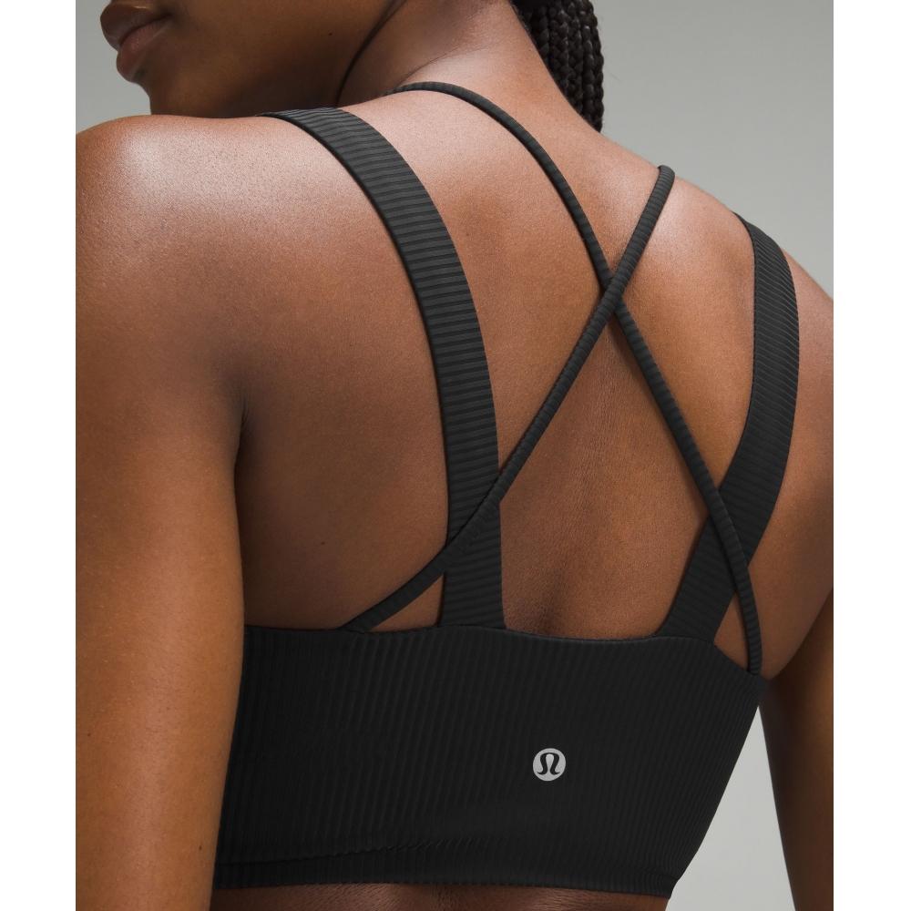 Lululemon Like A ClouD RibbeD Longline brA  Light Support  D DD Cup blAck