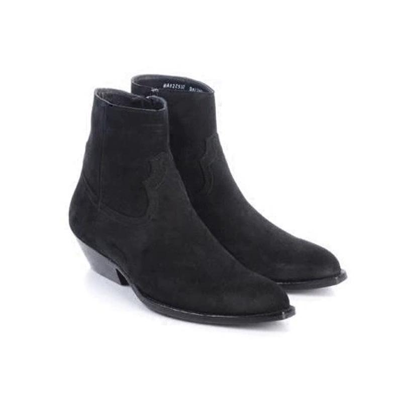 Men's European & American Chelsea Boots - Pointed Toe, Zipper, Denim, British-Style Martin Boots