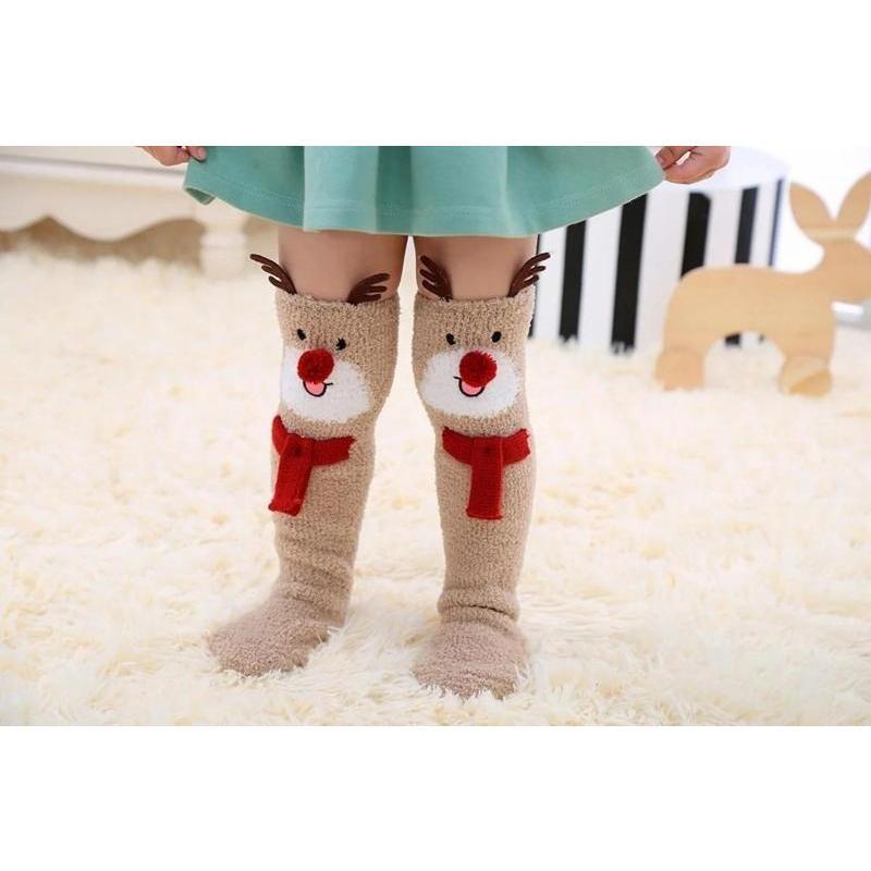 1pair Deer Thickened Floor Socks Thighs Socks Creative Christmas Knee High Socks Stocking Keep Warm And Comfortable Ladies Socks
