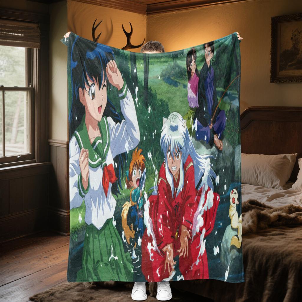 Inuyasha Plush Blanket Soft Comfortable All Seasons blanket Sofa Office Naps blanket Outdoor Travel throw Perfect Gift