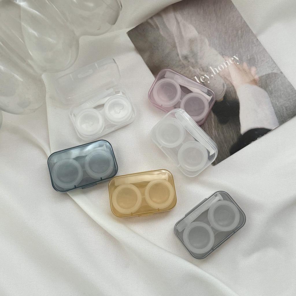 Plastic Contact Lenses Case with Tweezers New Transparent Contact Lens Box Women Travel Colored Contacts Storage Container Box
