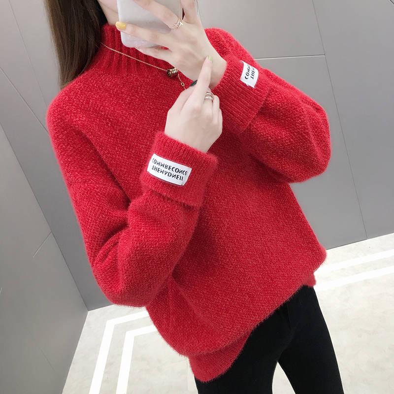 2019 sweter damski Casual golf damski sweter z długim rękawem ciepły miękki jesienno-zimowy dzianinowy