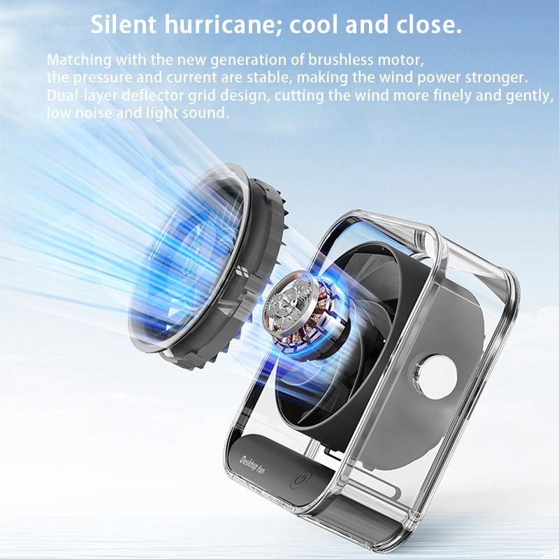 LED Digital Display Mini Desktop Fan Big Wind Quiet Circulation Fans USB Rechargeable Air Circulator Fan Home Mini Desktop Fan