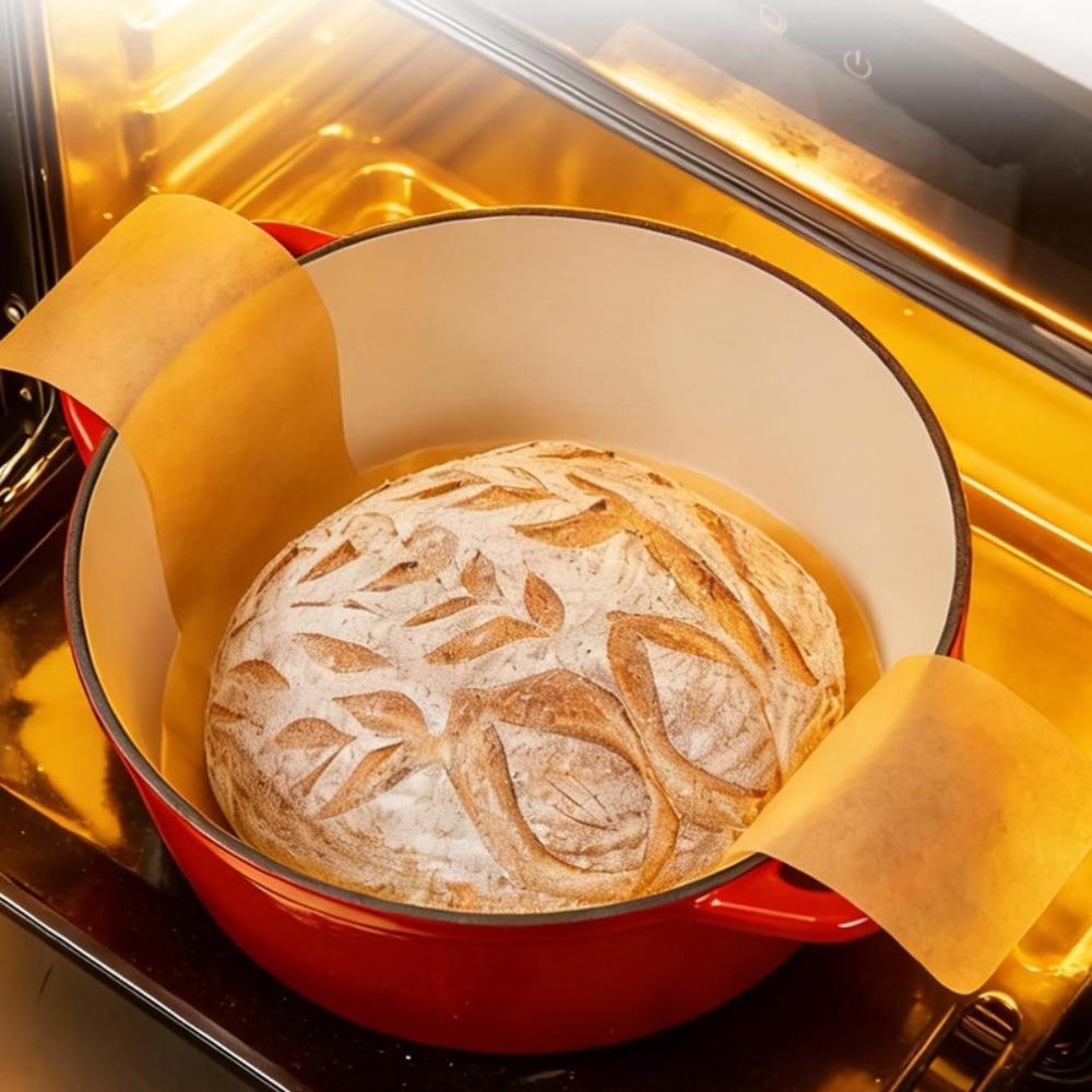 50PCS with Long Handle Sourdough Baking Parchment Paper Non-stick Cake Pan Liner  Air Fryer
