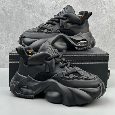 Pánské černé módní tenisky - Léto 2024: Zvýšená podrážka, připraveno na práci a sport