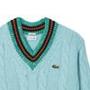 Lacoste Mens Cable Knit V Neck Sweatshirt
