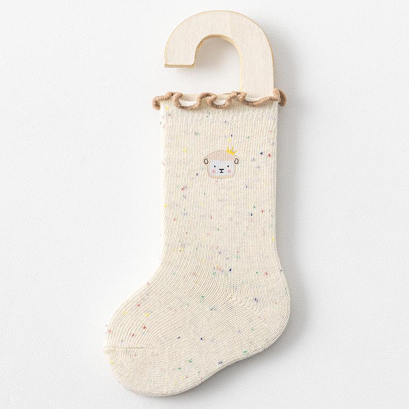 Newborn Baby Girl Mid-Calf Ruffle Princess Socks, Class A Cotton for 0-3 Years, Suitable for Spring, Autumn, Winter