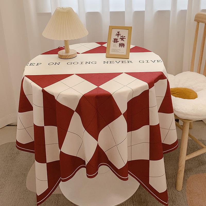 Chessboard Plaid Tablecloth Girl Heart Light Luxury High Sense Coffee Table Cover Student Dormitory Desk Makeup Tablecloth
