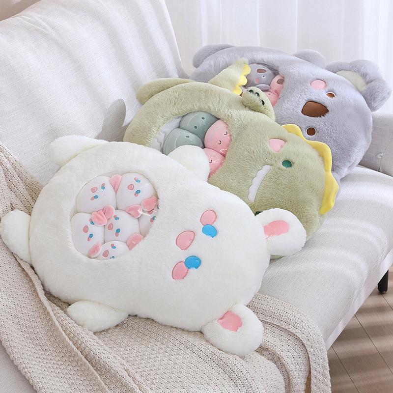 A Bag Of Koala Bear Bunny 6pcs Plush Japanese Anime Rabbit Soft Texture Pillow Imaginative Dinosaur Cartoon Doll Christmas Season Gifts