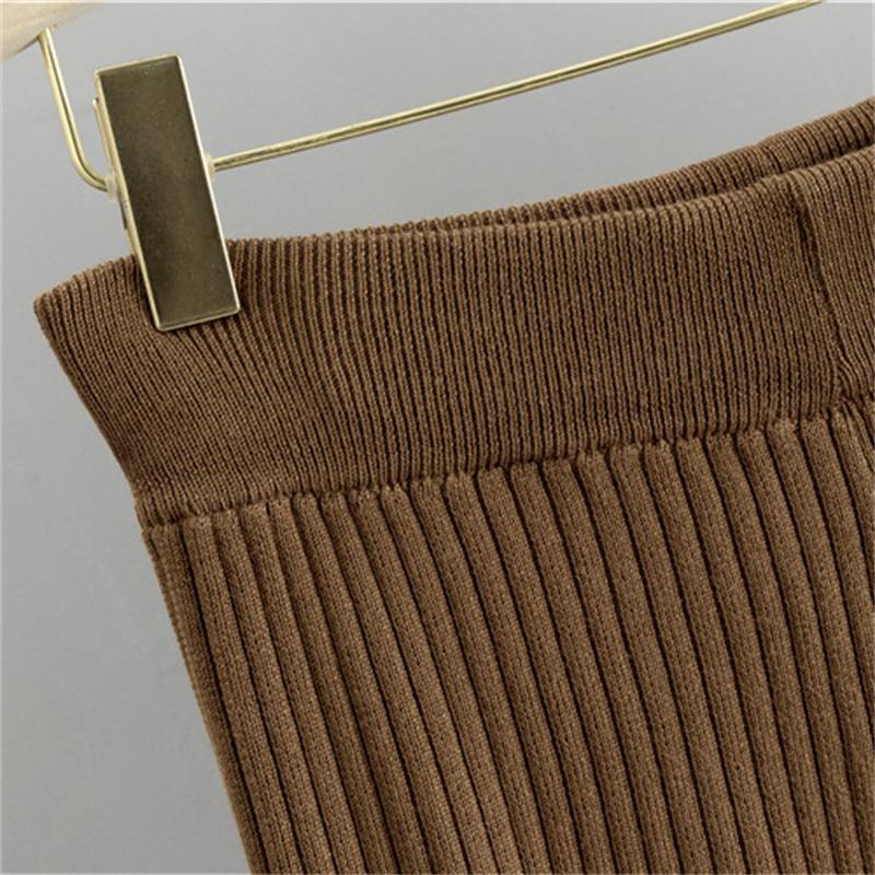 Dámský jarní a podzimní ležérní oblek Dlouhý svetr sako Kalhoty se širokými nohavicemi Pletená dvoudílná sada