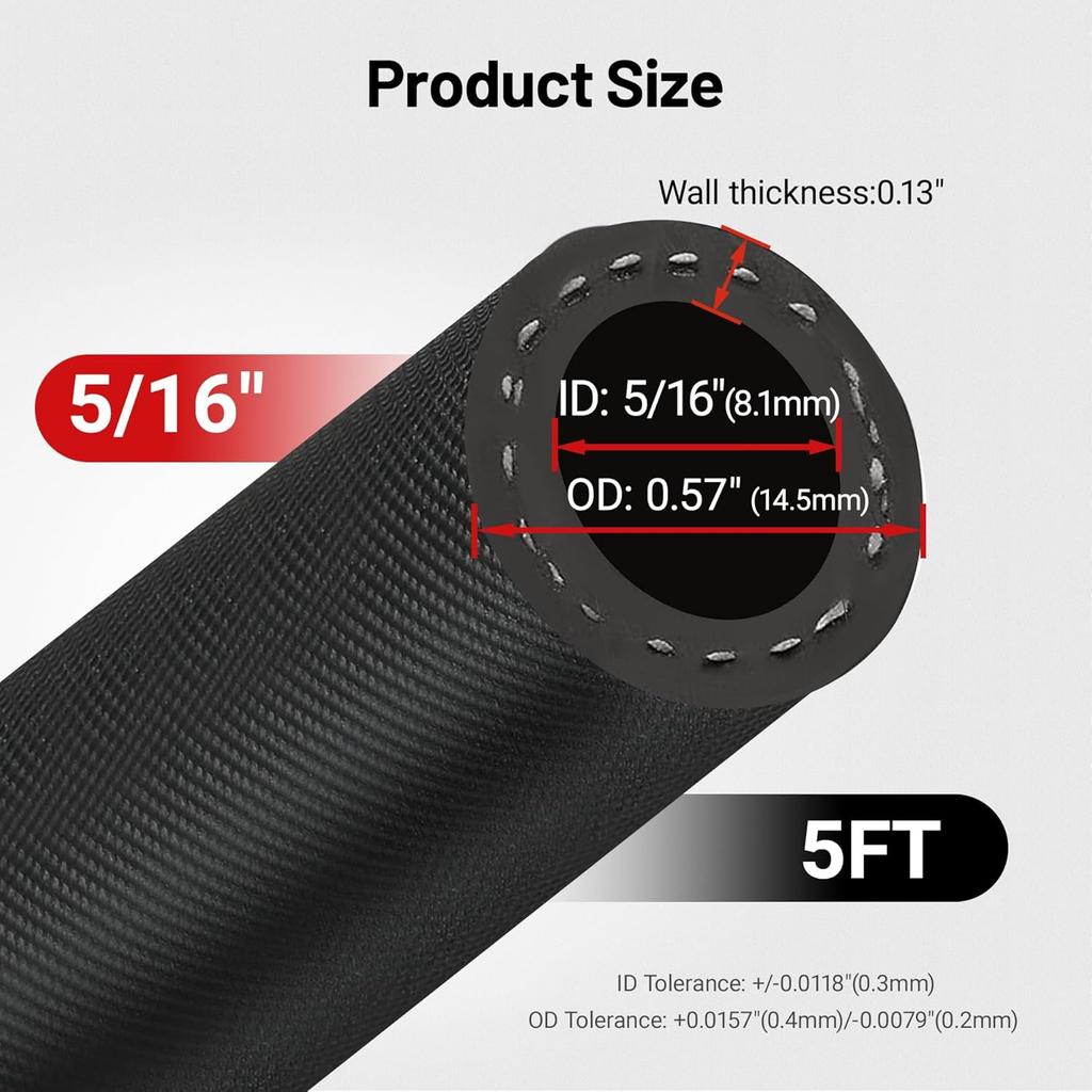 EVIL ENERGY 5/16" High Pressure Fuel Line Hose 435 PSI E85 For Fuel Systems Engines NBR Rubber 5FT EN854-1TE