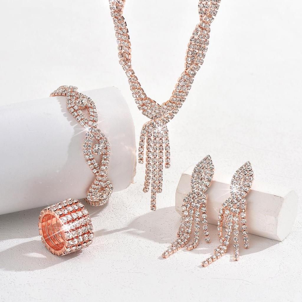 Silberschmuck-Set: Damen-Hochzeitsfotografie-Accessoires mit Halskette & Ohrringen in unabhängiger Verpackung