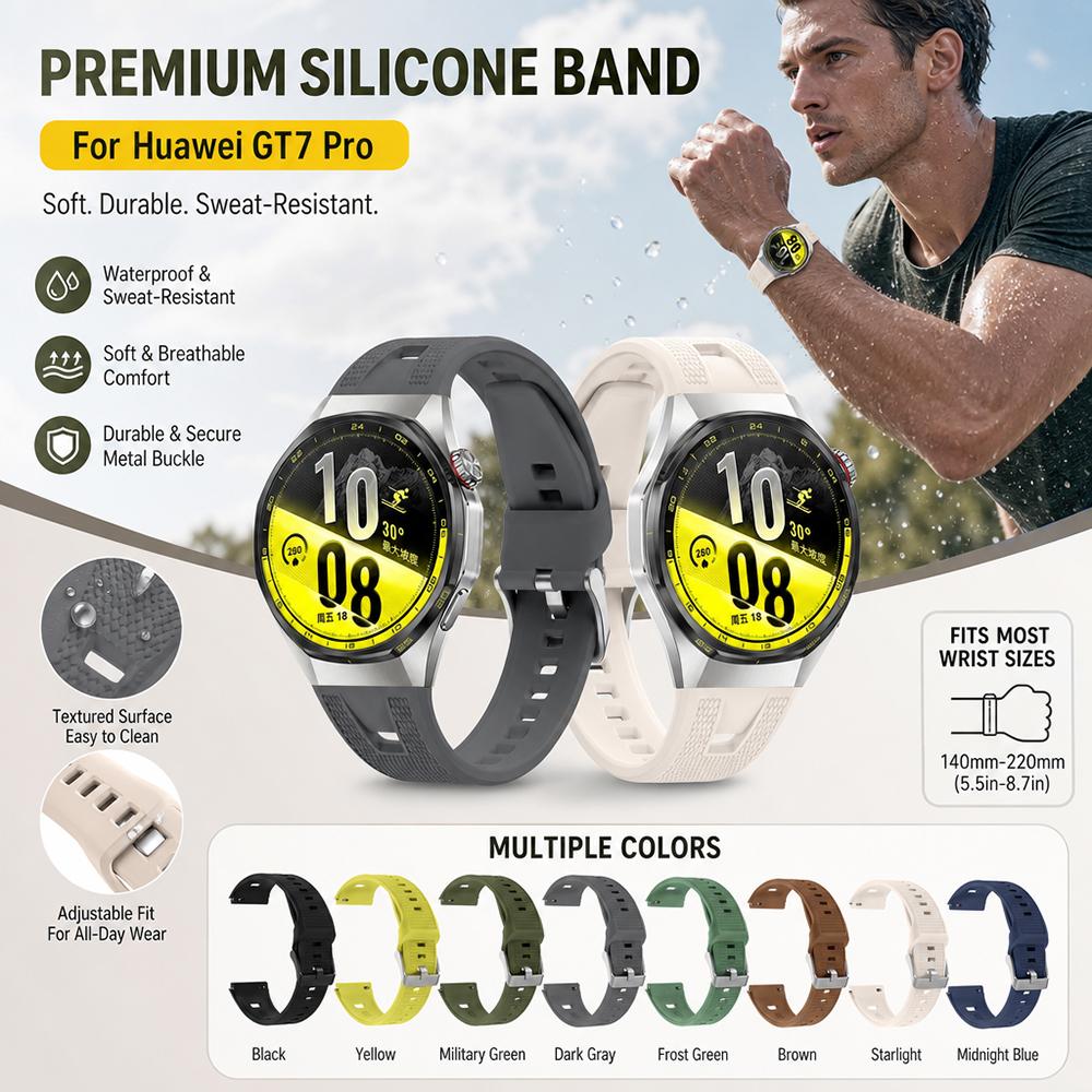 Sportzubehör für Huawei Watch GT 7 Pro GT 6 Pro Silikonarmband Langlebig Verstellbare Armbandschlaufe für Huawei GT 6 7 Pro
