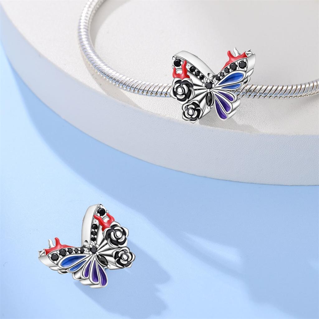 Original Charms Copper Blue Butterfly Beads Fit Bracelet Women Jewelry Making Diy Gift