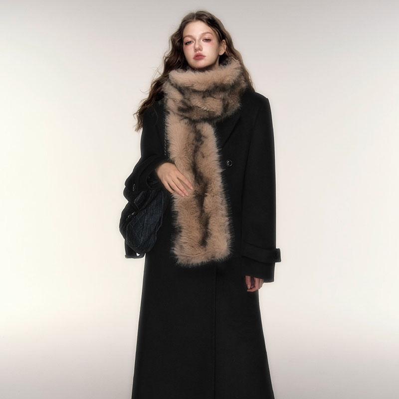 Vintage Lat Vinter Varmt Skjerf Moteabelt Allsidig Skjerf Dobbeltsidig Fortykket Plysj Temperamentskjerf