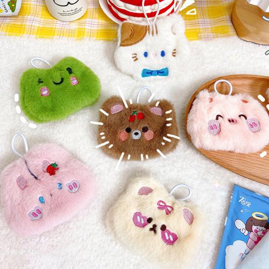 1 Set Self-heating Hand Warmer Lanyard Design Lovely Animal Shape Plush Adorable Winter Mini Hand Warmer for Office
