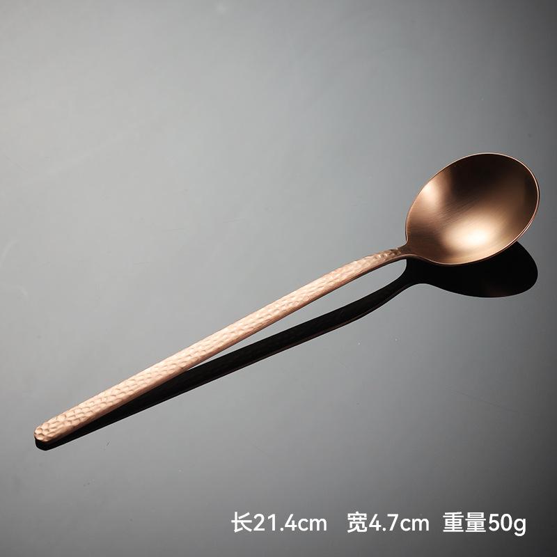 304 stainless steel hammer point Korean spoon plated with titanium hammer pattern retro spoon household kitchen high value tableware