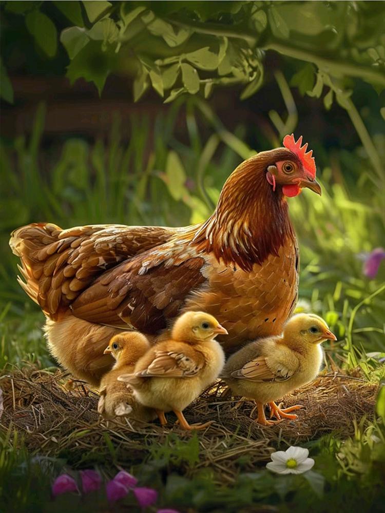 Animal 5DDIYDiamond Mosaic New Product 2024 Hen and Chick Picture Full Round Square Embroidered Home Room Decoration Gift