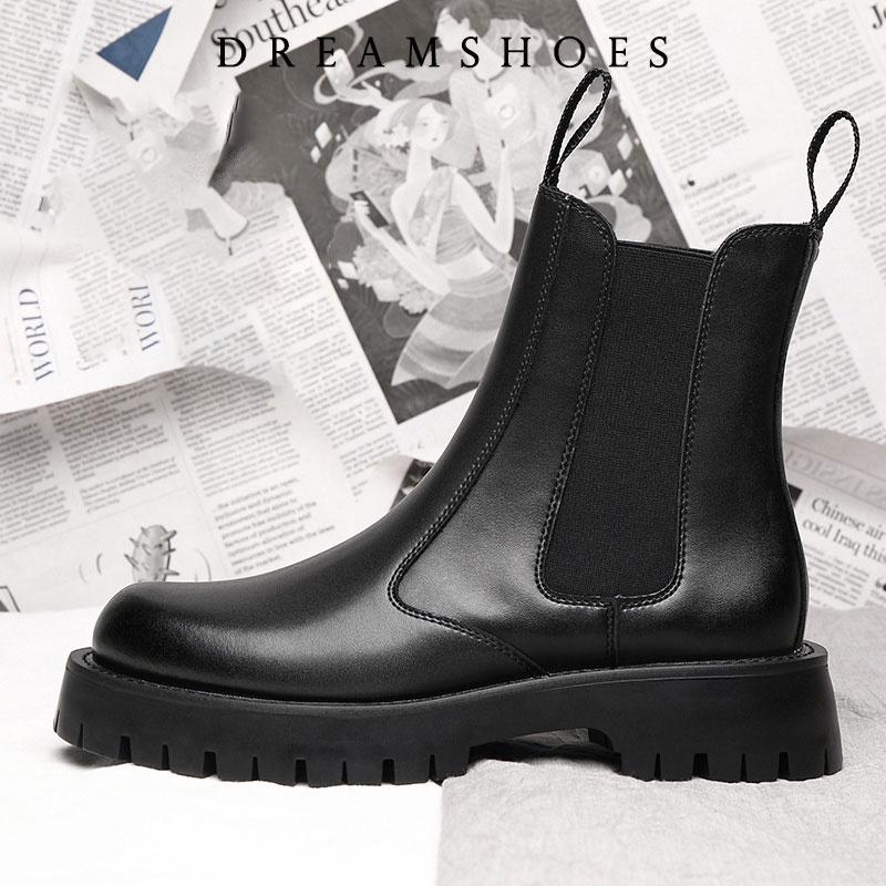 2025 Increase 6cm Heel Ankle Boots Women Autumn Double Zipper Women's Ankle Boots Platform Thick Heel Motorcycle Boots Women