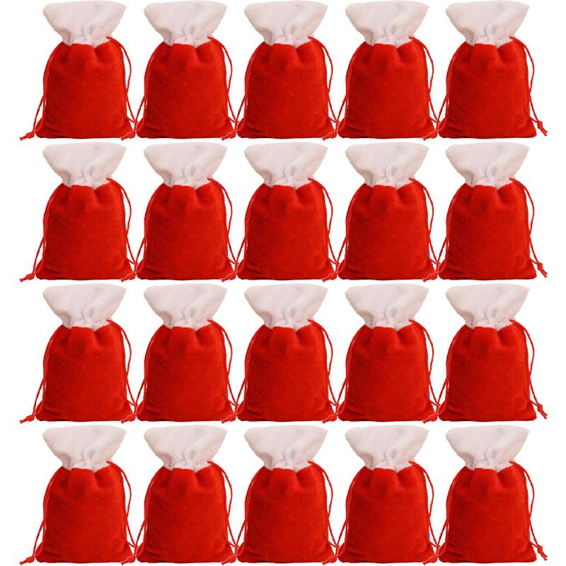 Christmas Candy Snack Gifts Bag Red Velvet Drawstrings Packaging Bags Stockings Pouches Storage Holders Festive Party Favors