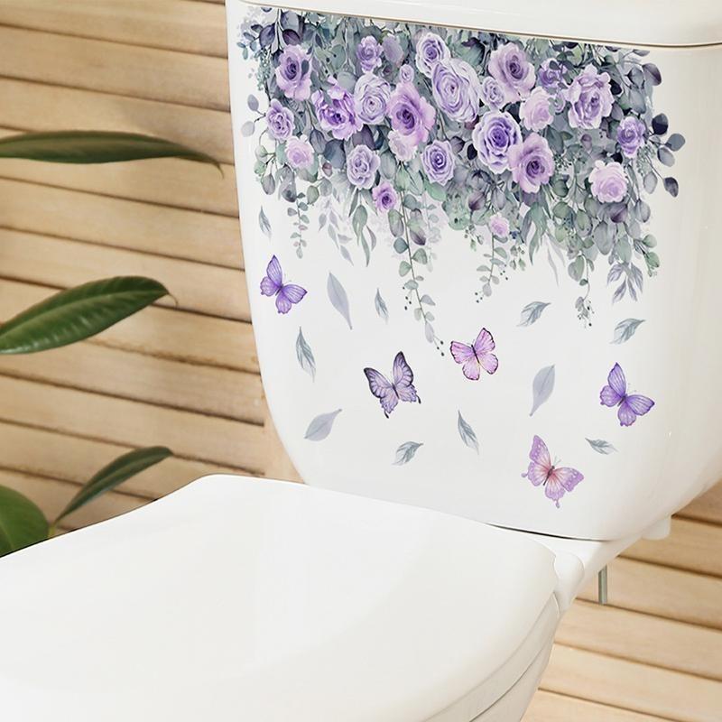 1 Stück Pflanze Blume Schmetterling Wandaufkleber Badezimmer WC Dekor Wohnzimmer Schrank Heimdekoration Aufkleber Verschönern Selbstklebend Mura