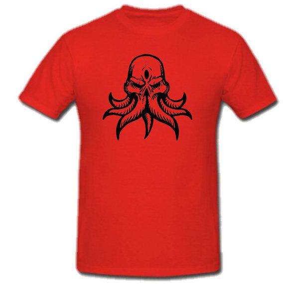 

Cthulu T Shirt Tee Dagon Vintage Lovecraft Raglan Octopus shirt L