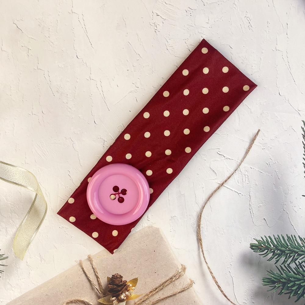 Colorful Elastic Hairband Vintage Style Polka Dot Headband High Quality Button Hairband