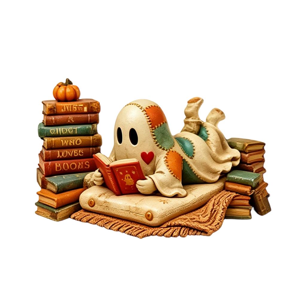 Halloween Wooden Book Reading Decor, 2D Standee Shelf Decor for Home