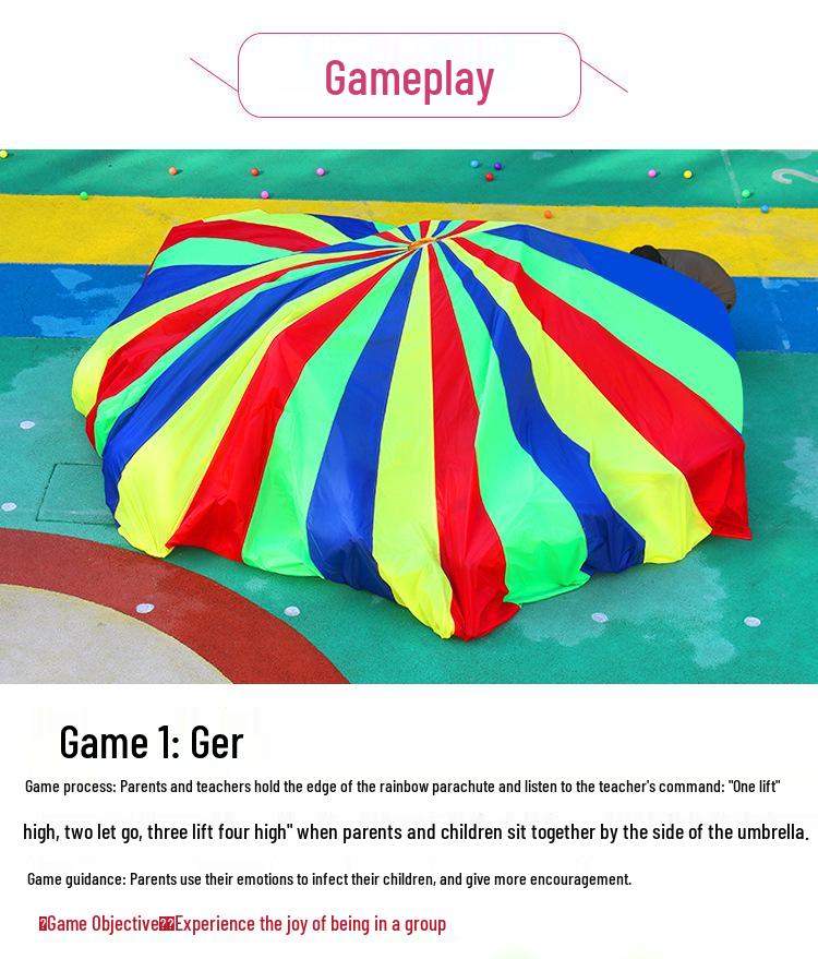 Rainbow Parachute for Kids: Early Education Game & Sensory Training Equipment for Outdoor Activities and Team Building