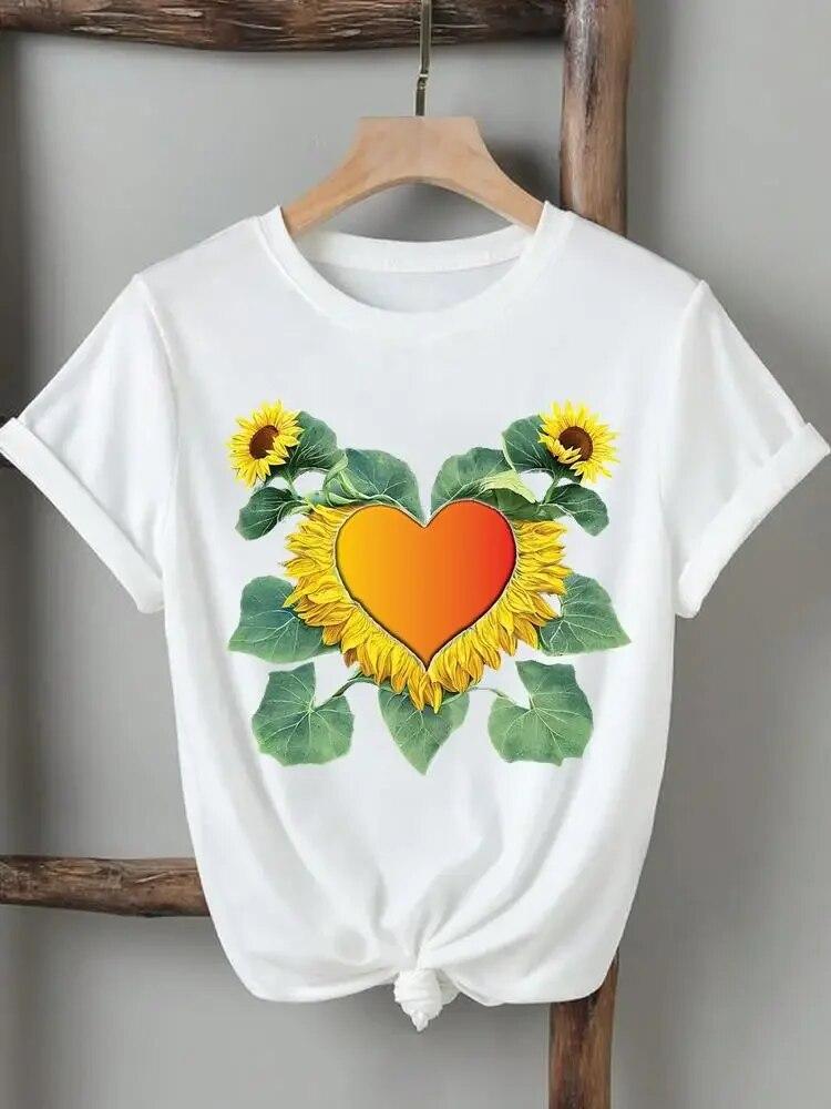 Women Lady Tshirts Printed Fashion Casual Tee Flower Wing Butterfly 90s Short Sleeve Graphic T Top Clothing Printing T-Shirt Unisex