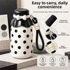 Polka Dot Thermal Water Bottle Stainless Steel Drinking Straw Cup Straw Thermos Cup Travel