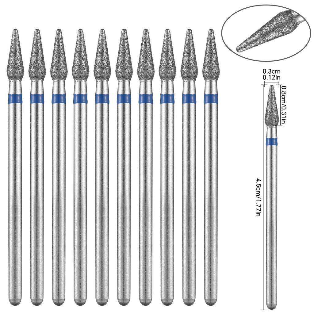 10PCS Diamond Nail Drill Bit Set Electric Milling Cutters For Manicure Rotary Burr Cuticle Clean Manicure Drill Accessories