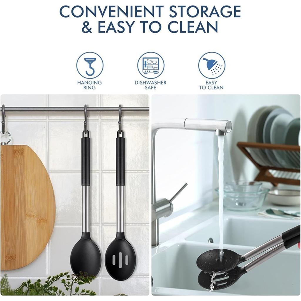 Heat Large Silicone Cooking Spoon Set, Nonstick Free Kitchen Utensils