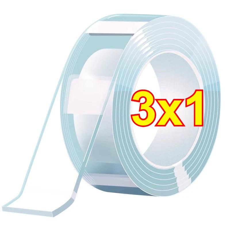 1M/2M/3/5M Transparent Nano Tape Washable and Reusable Double-sided Adhesive Adhesive Universal Hook Tape for Furniture