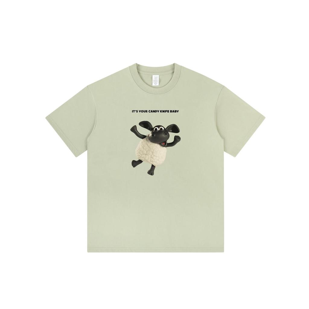 Trendy Oversized Cartoon Lamb Print Unisex T-Shirt - Round Neck, Short Sleeve
