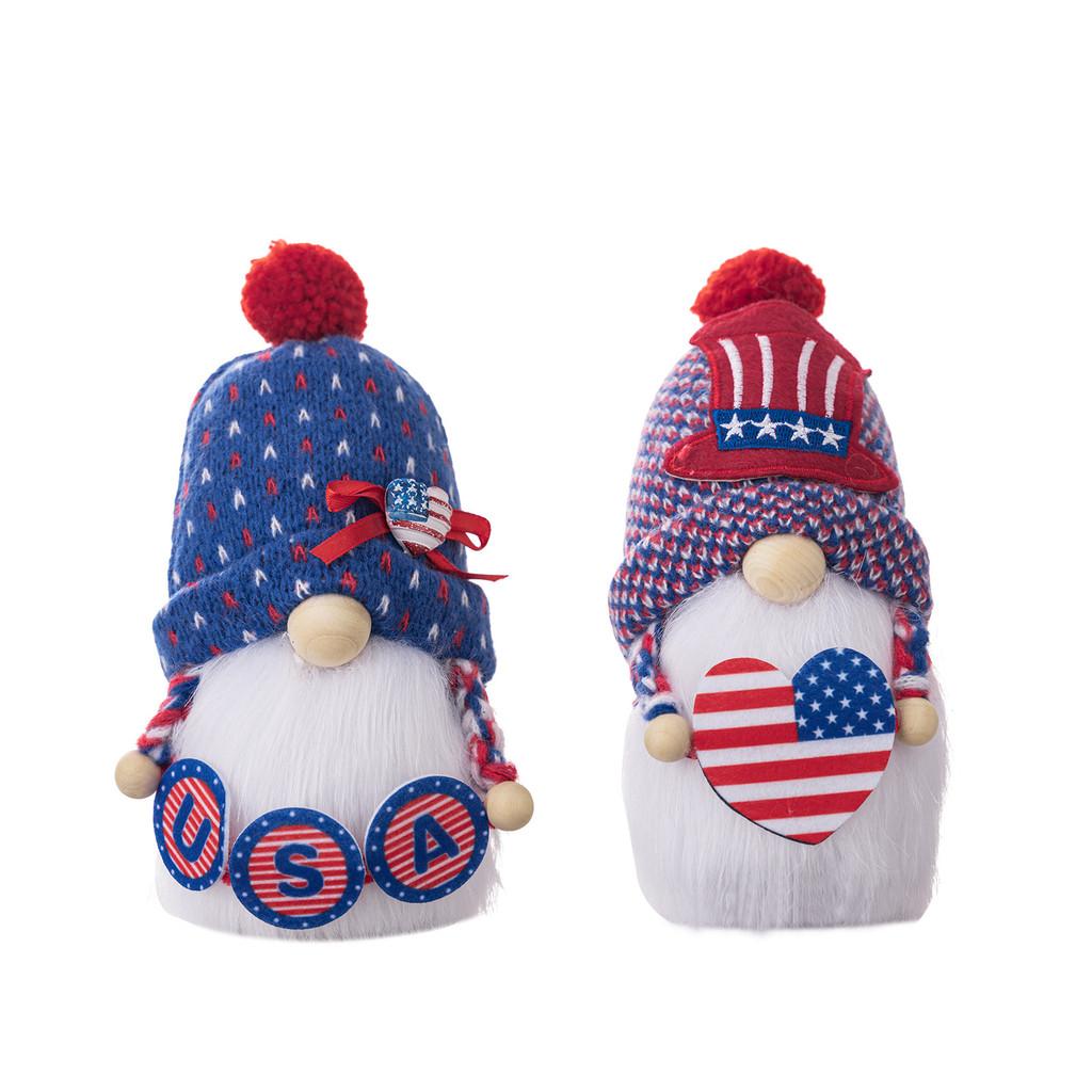Cute Independence Day Usa Flag Gnome Plush Decoration For Festive Home Decor