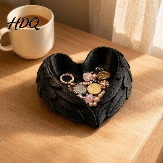 Delicate Relief Jewelry Tray 3D Printed Heart Shaped Tray Wing Girlish Organizer