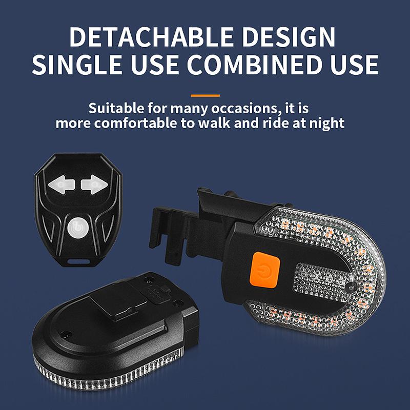 Bicycle Turn Signal Light Wireless Remote Control Taillight LED Warning Tail Lamp USB Rechargeable Rear Lights Bike Accessories