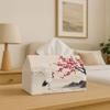 1pc Japanese Red Maple& Crane Tissue Box with Storage Organizer- Spill-Resistant Tissue Dispenser, Easy-Clean Cover, Decorative Holder for Home, Kitch