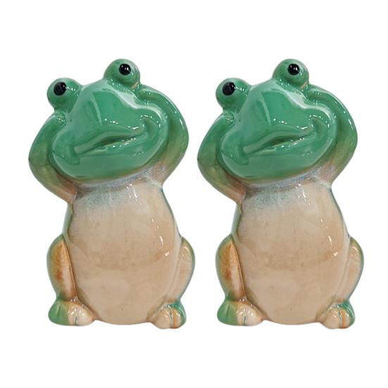 Yousheng 1/2Pcs Cartoon Green Ceramic Frog Toilet Bolt Covers Easy Installation Animal Theme Decor Bathroom Ornament