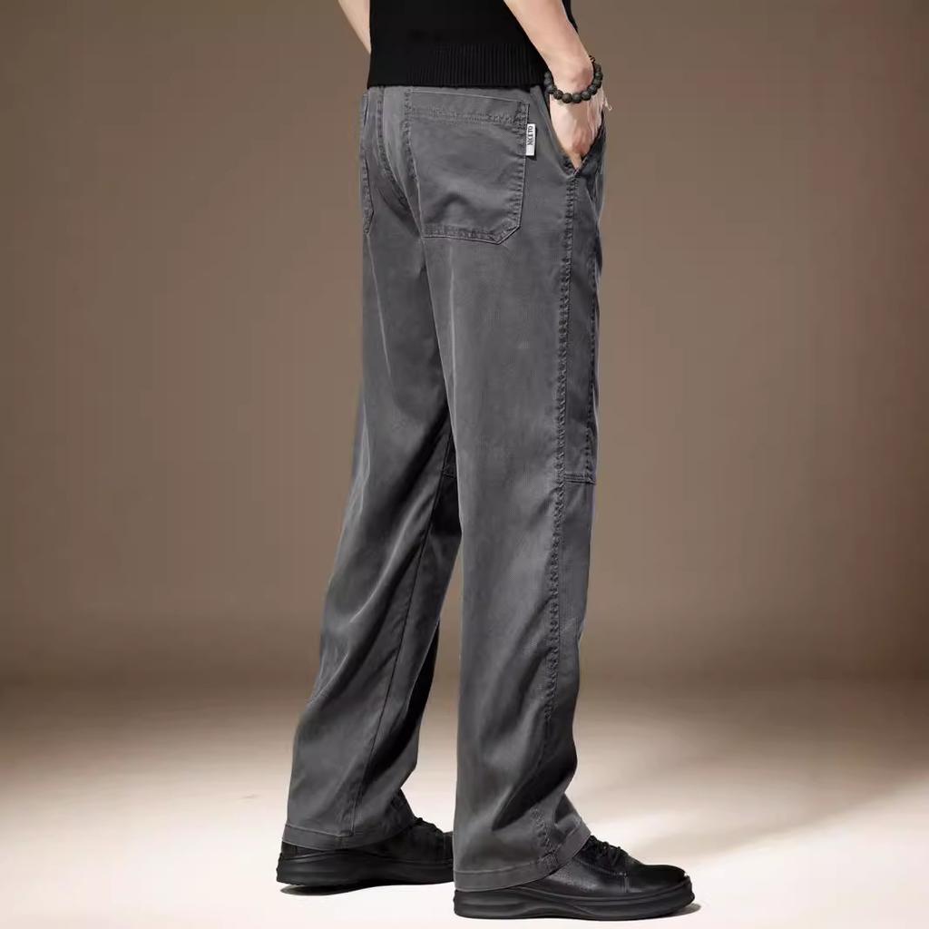 High-end American Lyocell casual pants for men's summer new loose straight drape versatile wide-leg trousers for men